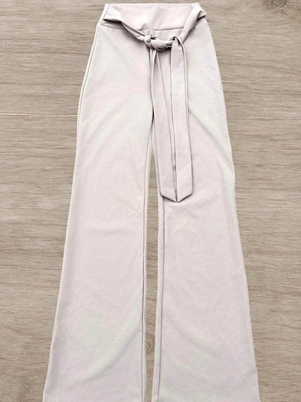 Windsor Taupe Tie-Waist Wide Leg Knit Pants Sz S